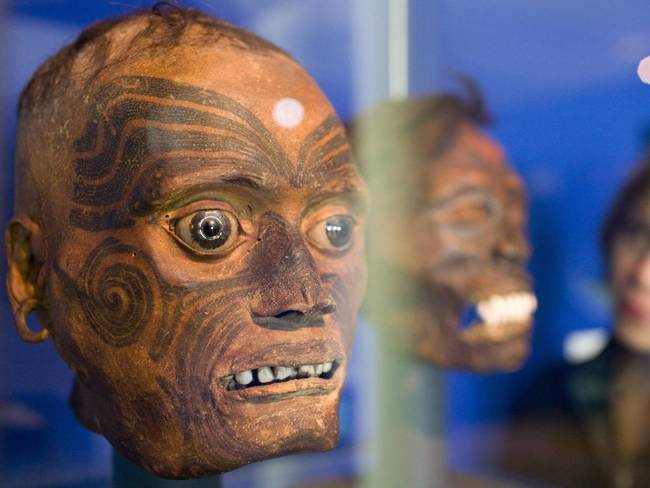 Shrunken Heads with Maori Moko Masks