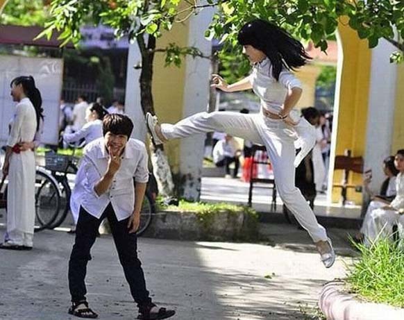 9.) The best kind of photo bomb: a flying ninja jump kick bomb.