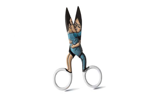 He turns scissors into lovers.