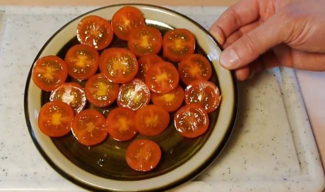 Then you'll have perfectly halved cherry tomatoes in no time.