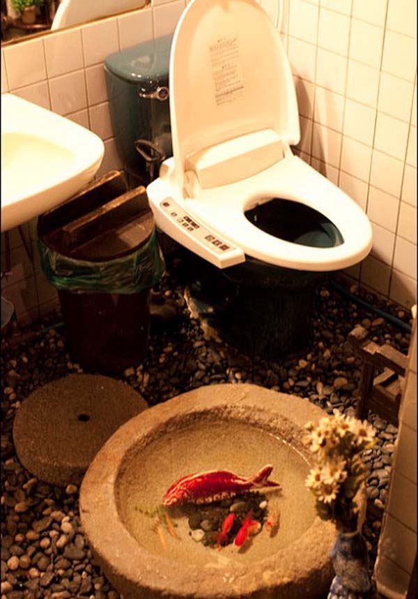 8.) The koi pond bathroom, for when you need company.