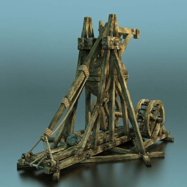 2.) Trebuchets: Both trebuchets and catapults were used during siege warfare. These weapons were able to launch destructive ammo (rocks, explosives, dead bodies, whatever) at enemies by using counter weights.