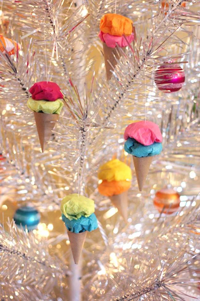 These ice cream cone ornaments look good enough to eat.