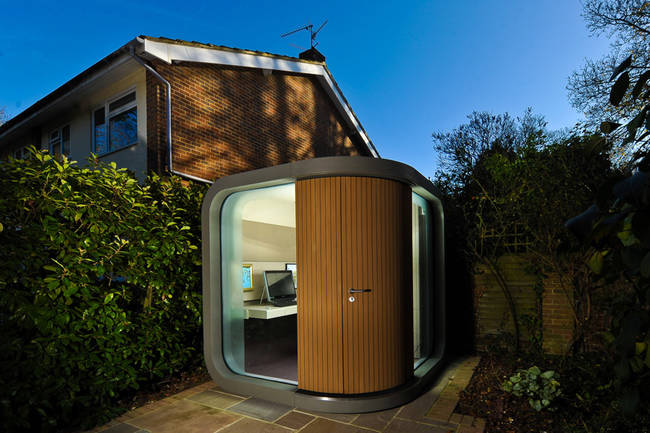 A backyard office pod