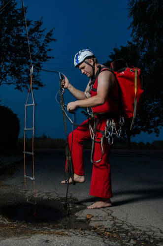 Spelunking at night.