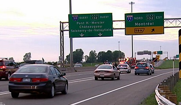 This is the Quebec highway where the wreck occurred. Czornobaj's vehicle was parked in the left lane.