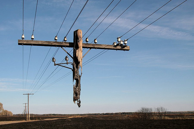 10.) What's left of a power line.