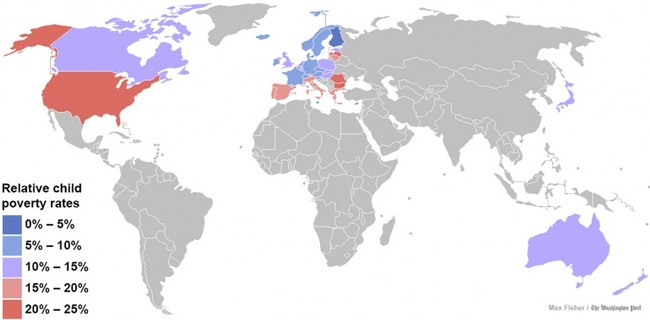 17. Child poverty rates in the "developed world."