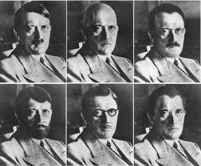 11.) 1944 renderings by the US government of possible disguises Hitler might attempt.