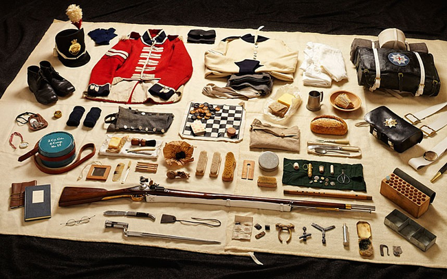 8.) 1815, soldier's gear from the Battle of Waterloo.