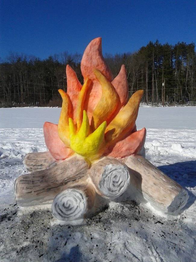 With a spray bottle, water, and food coloring, they were able to make the roaring fire come to life!