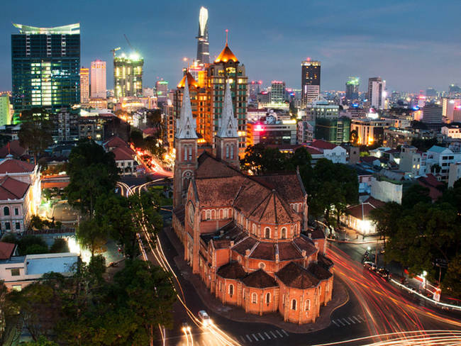 Saigon Notre-Dame Cathedral in Ho Chi Minh City, Vietnam.