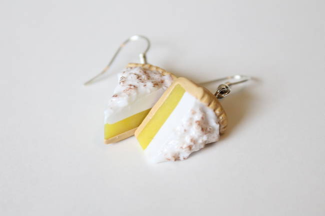 Have you ever thought, "Hey I want a way to express my deep love for lemon meringue pie?" Look no further than these earrings.