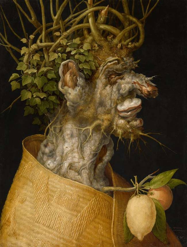 "Winter." The widely held view now is that Arcimboldo's work catered very much to the tastes of his time. That is, the Renaissance fascination with puzzles, riddles, and the downright bizarre.