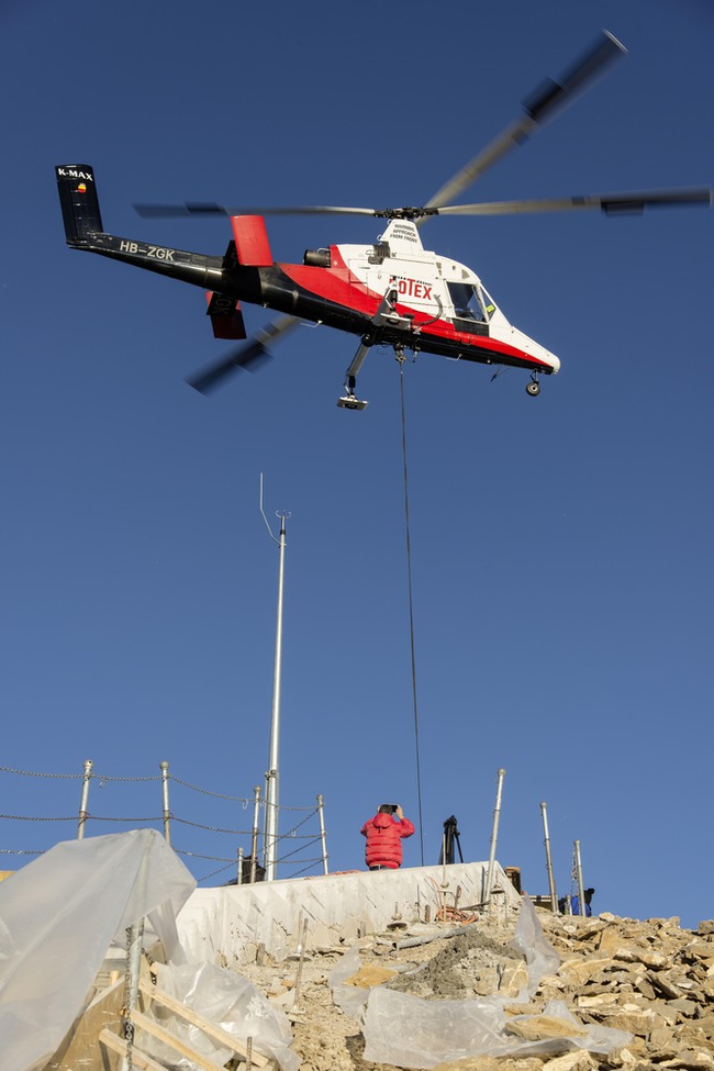 You know you're up high when the only way you can get materials is via helicopter.