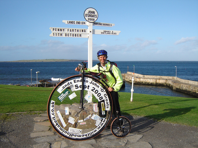 2008 - Rode across the country on a penny farthing (old bicycle).