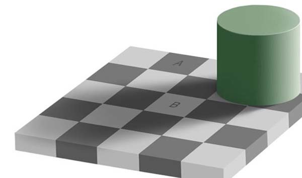 19.) It’s easy to trick your brain. For example, Square A and Square B are the same color. (What?!)