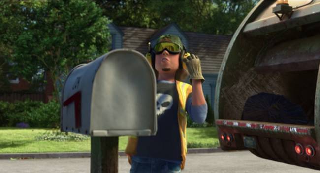 The evil, toy torturing 'Sid' from the first "Toy Story" is seen as the garbage man in "Toy Story 3".