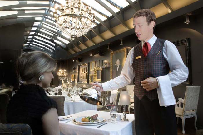 5.) Mark Zuckerberg as a waiter. Net worth: $33.7 billion.