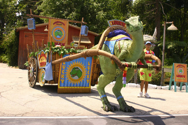 Lucky the Dinosaur actually walks unguided around Disney's Animal Kingdom selling goods. As if small business owners didn't already have enough competition in this country.