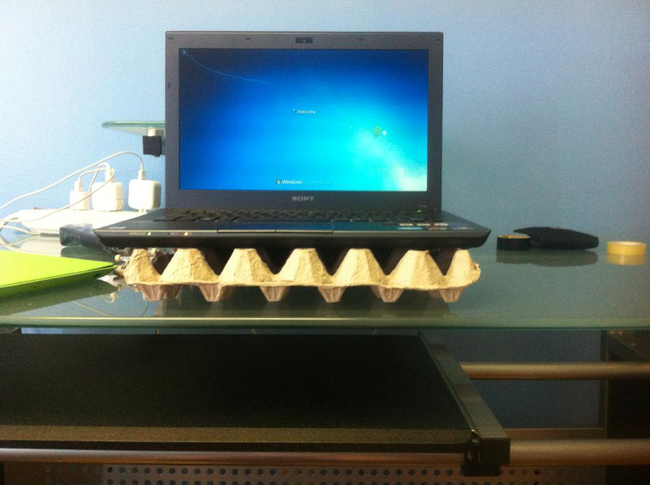 6.) Save your legs from laptop burn with egg cartons.