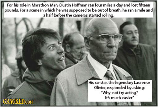 1.) Dustin Hoffman, Marathon Man