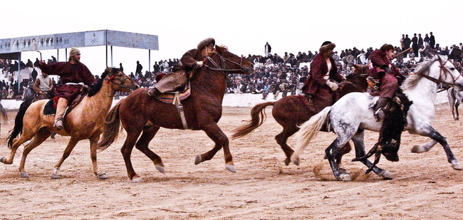 7.) Buzkashi: In parts of the Middle East they like to play a game where the goal is to, while on horseback, get a goat caracas to the other team's side. Sounds fun?