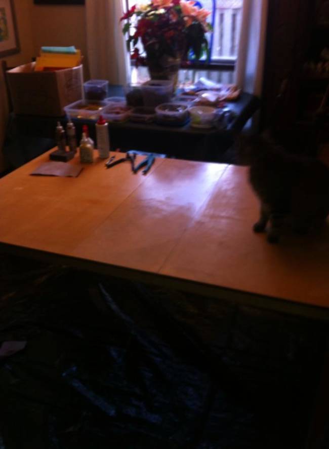 Here's the original, nondescript table.