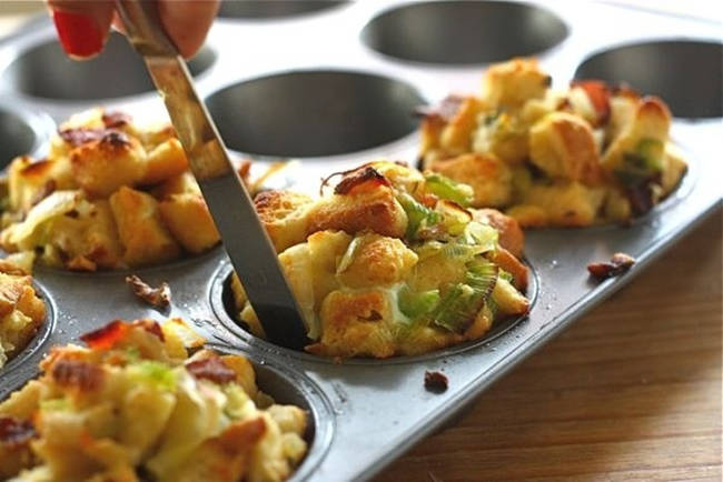 Make single-serving stuffing in a muffin pan.