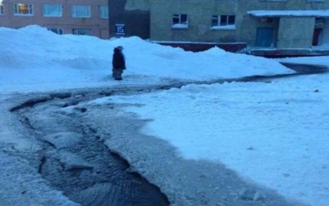 Some of the water in the streets was still running, which made for treacherous walking conditions.