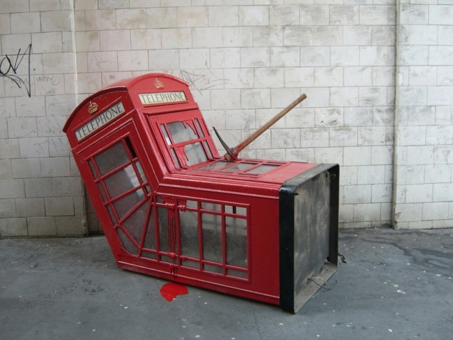 One of Banksy's originals. Dude hates landlines.