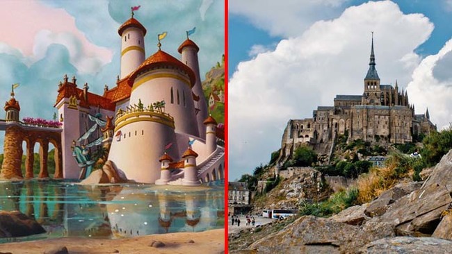 7.) Eric's castle in The Little Mermaid was based on Mont Saint-Michel.