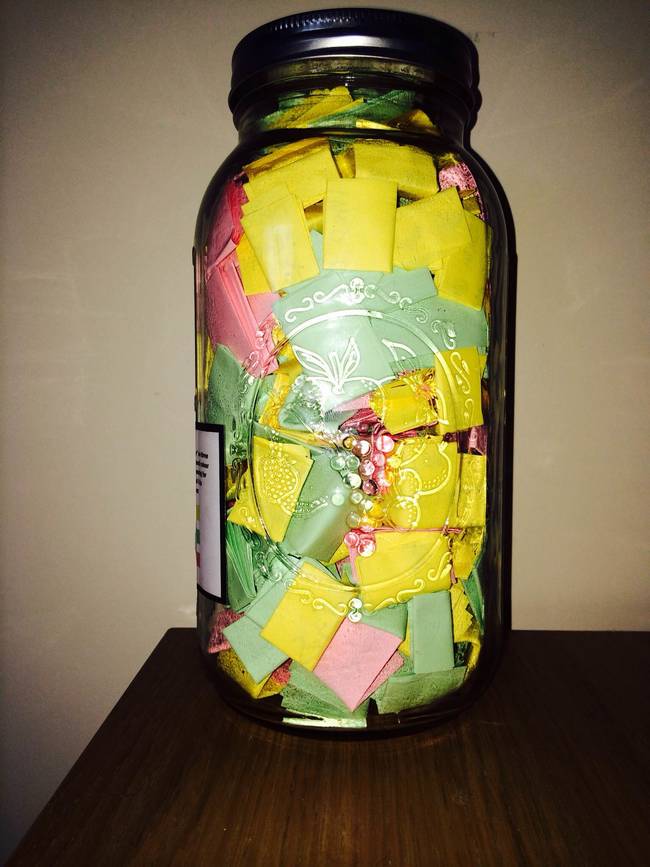 Once he completed "The 365 Jar," he presented it to his girlfriend. Needless to say, she was very happy.