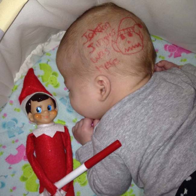 They also don't care whose heads they draw on. Even babies are fair game.