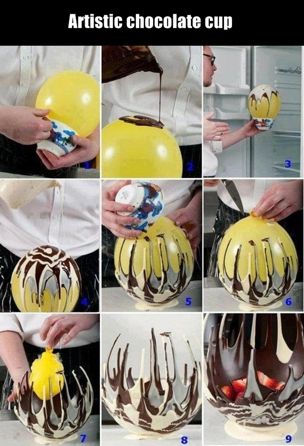 13.) Here's an easy way to make a fancy-looking edible cup! Use a big balloon for a centerpiece...