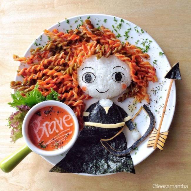 This pasta works perfectly for Merida's hair.