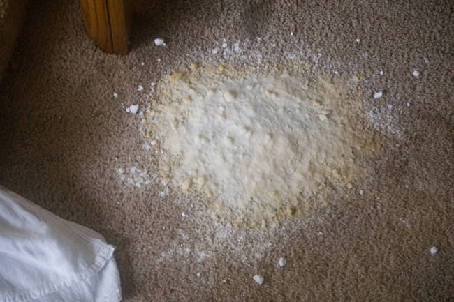 For potty training mishaps, sprinkle a hefty amount of baking soda on the carpet and allow it to soak it all up for a few hours, then vacuum up the mess.