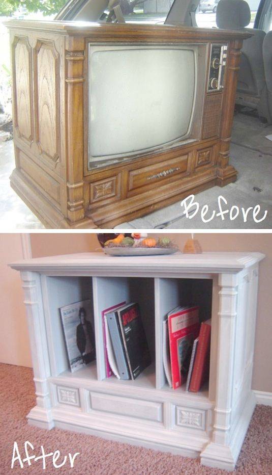 Take an antique TV and turn it into a hutch.