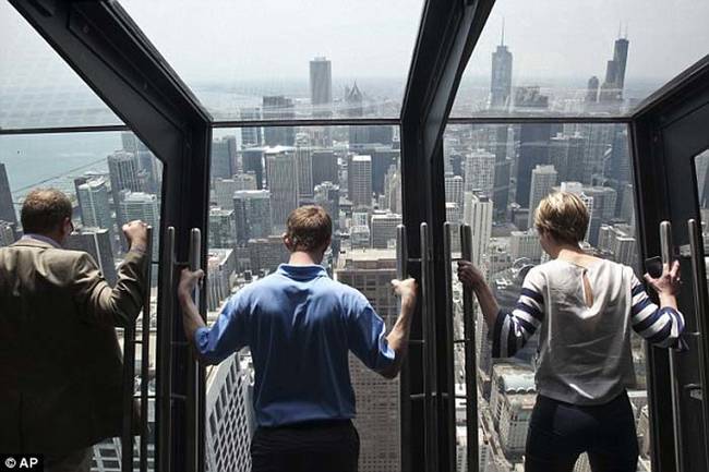 Here visitors can get a real, heart stopping, look at Chicago below.