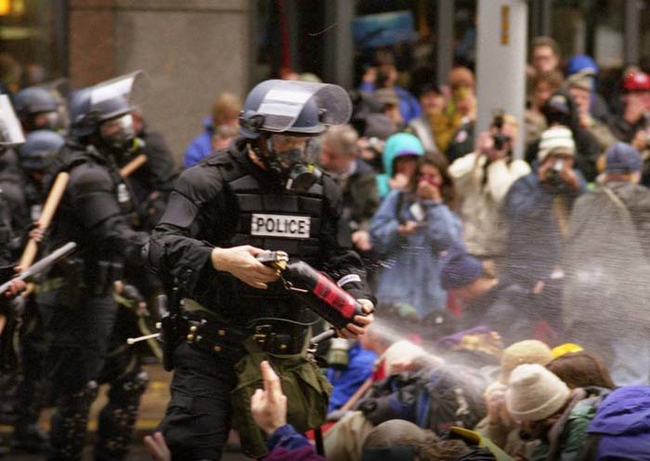21.) Protests spiral out of control during the 1999 meeting of the World Trade Organization.