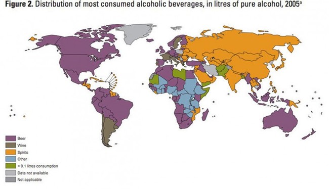 2. The most consumed alcoholic beverages around the world.