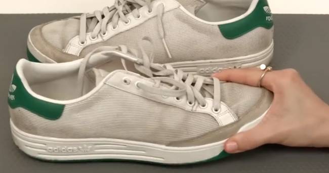 Use a toothbrush and toothpaste to make your dirty sneakers look like new.