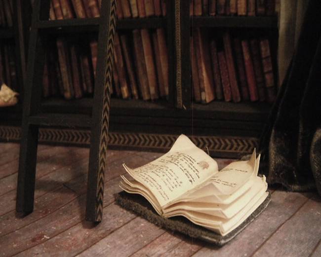 The shelves come with a ladder so even the tiniest of tiny people can reach the top shelves.