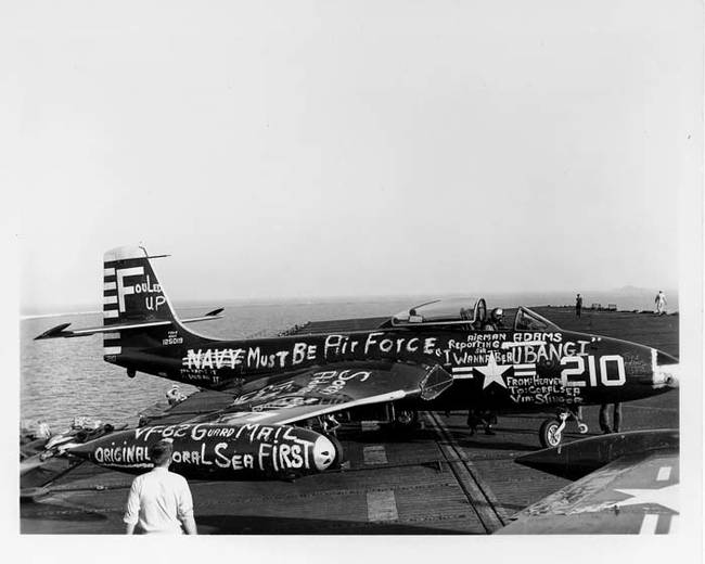 Every time a plane landed on the wrong carrier, it was tradition to graffiti it before sending it back.