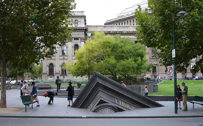 10.) Sinking Building Outside State Library (Melbourne, Australia)