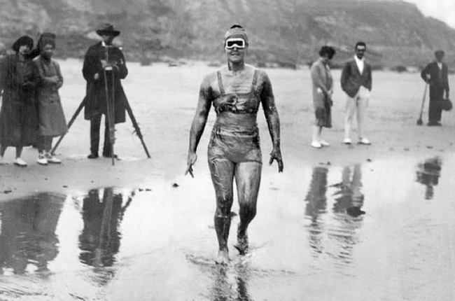 25.) Gertrude Ederle after becoming the first woman to swim the English Channel in 1926.