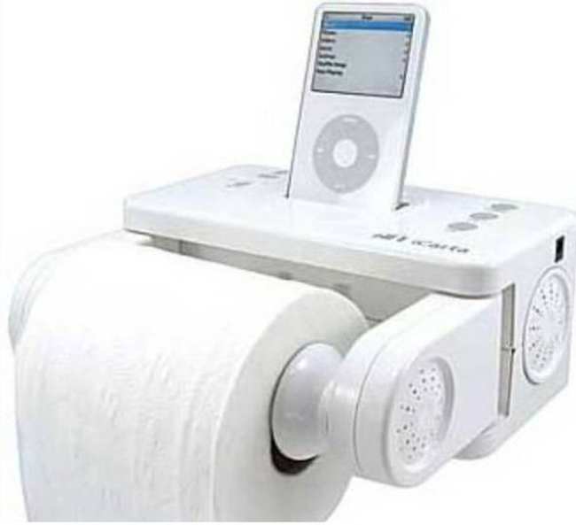 21.) Toilet Paper Holder iPod Deck