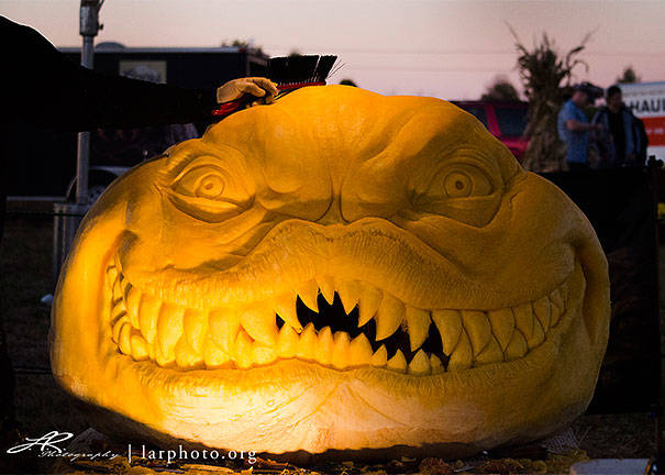 This giant squash was turned into some kind of terror fish for the holiday.