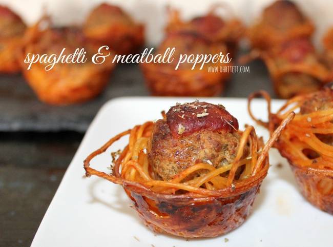 If you want to eat spaghetti with your hands and still looks like an adult, these spaghetti and meatball poppers are for you.