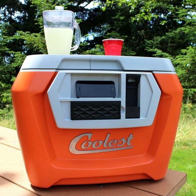 11.) Greatest cooler ever. Comes complete with a bottler opener, a blender, and a phone charger.